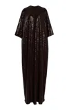 Michael Kors Hand-embellished Crepe Jersey Caftan Gown In Brown