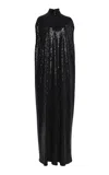 Michael Kors Hand-embellished Crepe Jersey Gown In Black