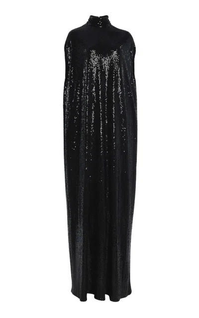 Michael Kors Hand-embellished Crepe Jersey Gown In Black