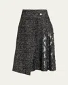 Michael Kors Hand-embellished Draped Wrap Skirt In Black