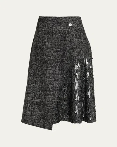 Michael Kors Hand-embellished Draped Wrap Skirt In Black