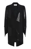 Michael Kors Hand-embellished Wool Broadcloth Blazer In Black
