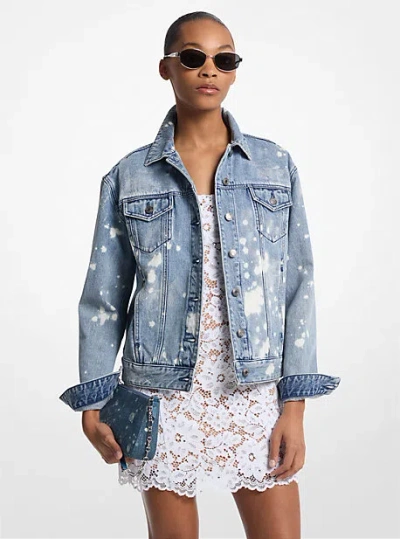 Michael Kors Hand-splattered Denim Trucker Jacket In Blue