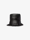 Michael Kors Hand-woven Leather Bucket Hat In Black