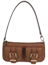 Michael Kors Textured Leather Shoulder Bag With Golden Accents In Brown