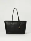 Michael Kors 'quinn' Black Medium Tote Bag With Removable Logo Charm And Embossed Logo Lettering On The Front In Black
