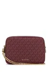 Michael Kors Tyrian Purple Canvas Medium Bryant Shoulder Bag In Burgundy