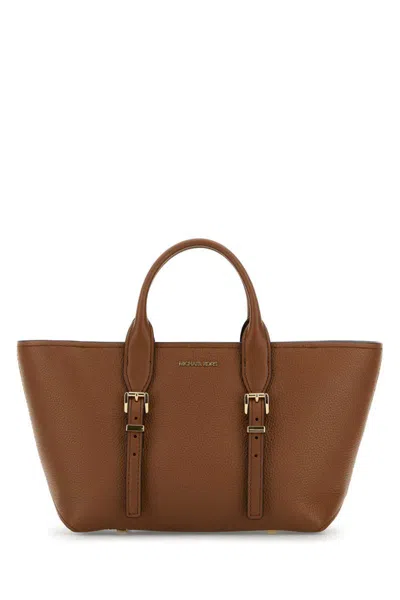 Michael Kors Moore Shopping Bag Buckle Detail In Beige O Tan