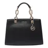 Michael Kors Calf Leather Tote Bag With Logo Charm In Black