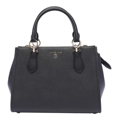 Michael Kors Marilyn Medium Saffiano Leather Satchel Bags In Black