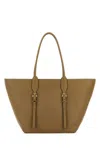 Michael Kors Moore Shopping Bag With Buckle And Double Handles In Brown