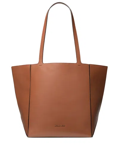 Michael Kors Jordi Large Leather Tote Bag In Brown