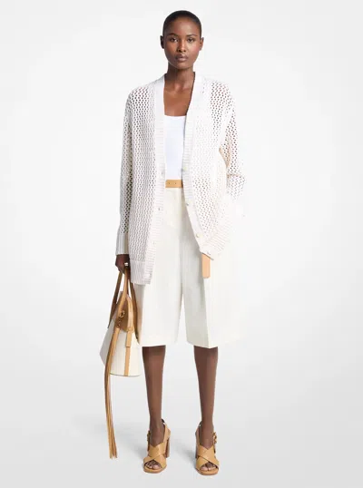 Michael Kors Hand-crocheted Cotton And Cashmere Cardigan In Natural