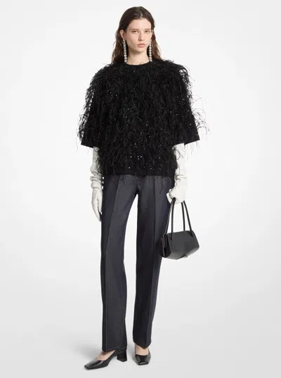 Michael Kors Hand-embroidered Cashmere Sweater In Black