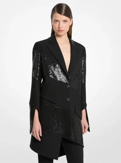 Michael Kors Hand-embroidered Sequin Wool Broadcloth Blazer In Black