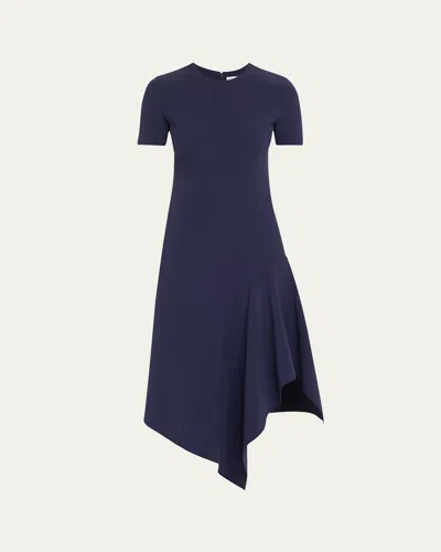 Michael Kors Handkerchief Midi Wool Dress In Maritime