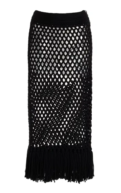 Michael Kors Handknit Fishnet Cashmere Skirt In Black