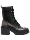 Michael Kors Hanley Leather And Signature Logo Trim Boot In Black