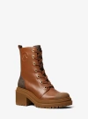 Michael Kors Hanley Leather And Signature Logo Trim Boot In Brown