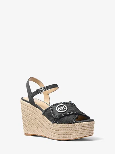 Michael Kors Hannah Denim Wedge Sandal In Black
