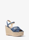 Michael Kors Hannah Denim Wedge Sandal In Blue