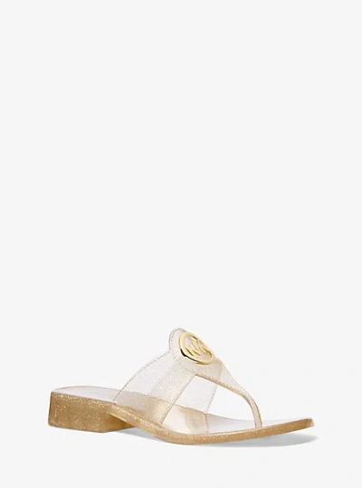 Michael Kors Hannah Glitter Jelly Thong Sandal In Gold