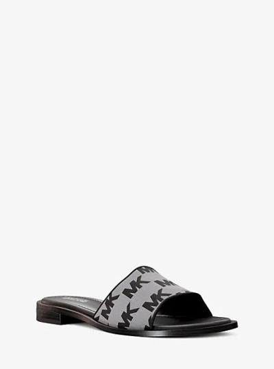 Michael Kors Hannah Logo Jacquard Slide Sandal In Black