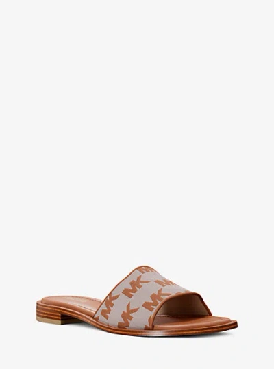 Michael Kors Hannah Logo Jacquard Slide Sandal In Brown
