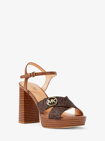 Michael Kors Hannah Signature Logo Platform Sandal In Brown