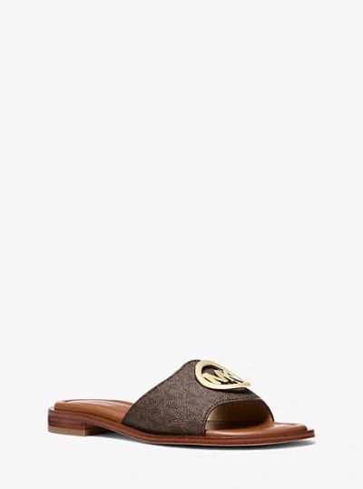 Michael Kors Hannah Signature Logo Slide Sandal In Brown