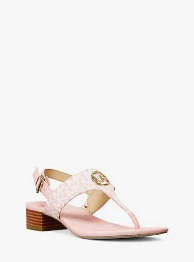 Michael Kors Hannah Signature Logo T-strap Sandal In Pink