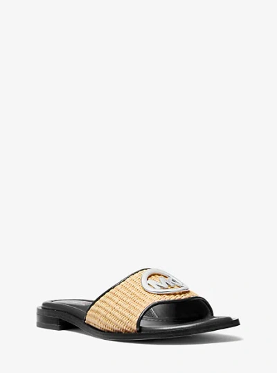 Michael Kors Hannah Straw Slide Sandal In Black