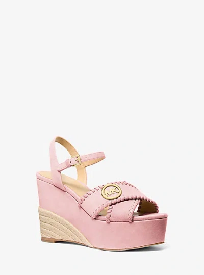 Michael Kors Hannah Suede Platform Sandal In Pink