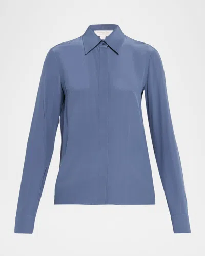 Michael Kors Hansen Button-down Silk Shirt In Gray