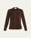 Michael Kors Hansen Charmeuse Button-front Shirt In Brown