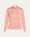 Michael Kors Hansen Charmeuse Button-front Shirt In Pink