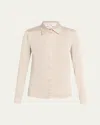 Michael Kors Hansen Charmeuse Button-front Shirt In Neutral