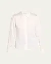 Michael Kors Hansen Charmeuse Button-front Shirt In White