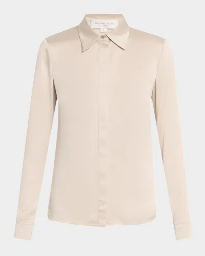 MICHAEL KORS HANSEN CHARMEUSE BUTTON-FRONT SHIRT
