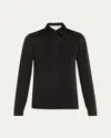 Michael Kors Hansen Charmeuse Button-front Shirt In Black