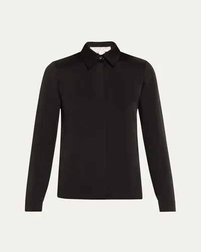 Michael Kors Hansen Charmeuse Button-front Shirt In Black