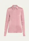 Michael Kors Hansen Charmeuse Button-front Shirt In Mauve