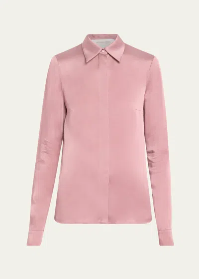 Michael Kors Hansen Charmeuse Button-front Shirt In Mauve