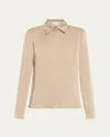 Michael Kors Hansen Charmeuse Button-front Shirt In Sand