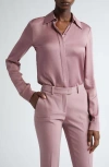 Michael Kors Hansen Charmeuse Button-up Shirt In Mauve
