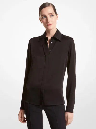 Michael Kors Hansen Charmeuse Shirt In Black