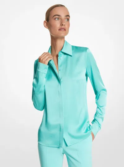 Michael Kors Hansen Charmeuse Shirt In Green