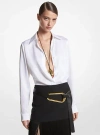 Michael Kors Hansen Charmeuse Shirt In White