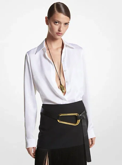 Michael Kors Hansen Charmeuse Shirt In White