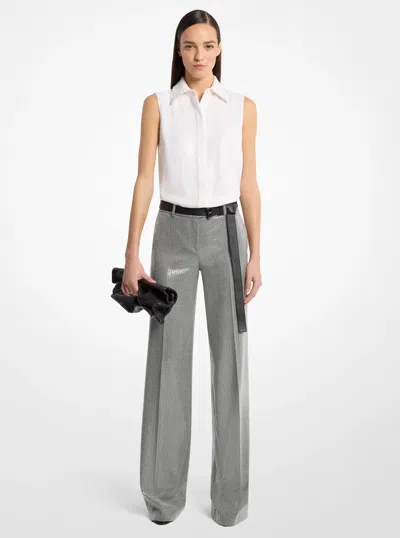 Michael Kors Hansen Sequined Crepe Sleeveless Shirt In Gray